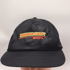 Vintage Smoker Craft Boats SnapBack Hat Black Watercraft Marina Dealer Fisherman